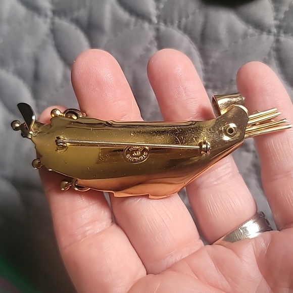 ABSOLUTE EXQUISITE RARE VINTAGE STIRLING BY CORO GOLD WASH TOPAZ BROOCH - Picture 2 of 6